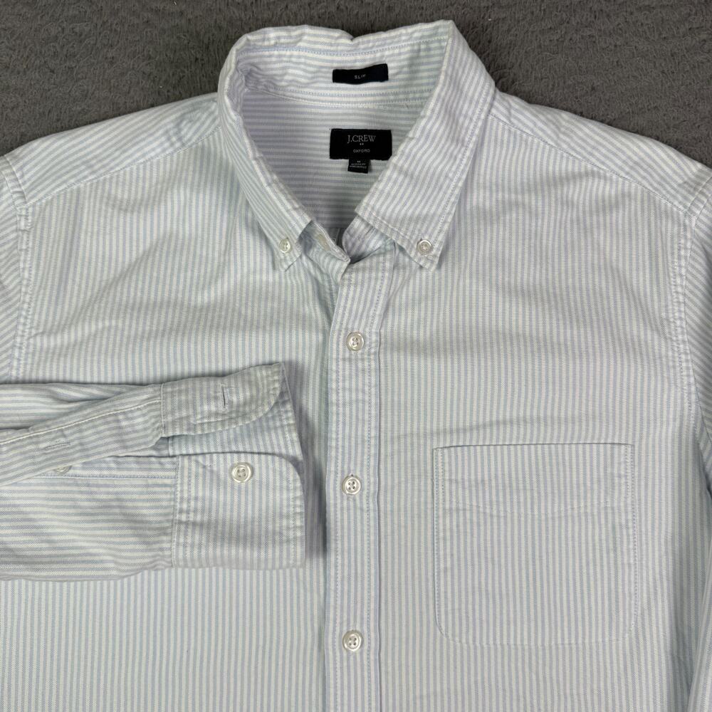 J. Crew Light Blue and White Thin Stripe Button-Down Shirt
